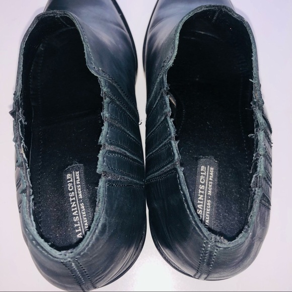 All Saints Black Leather Utilitarian Western Ankle Boots/Booties size 40 | US 10 - Picture 9 of 13